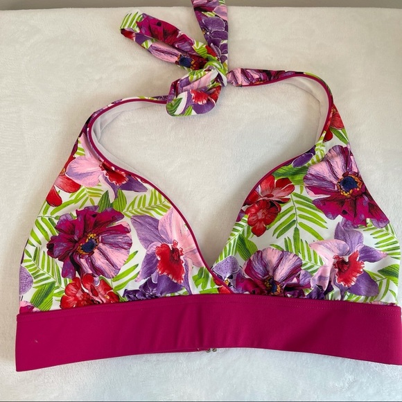 Lands End Floral Halter Bikini Top Size 8 - Picture 6 of 9